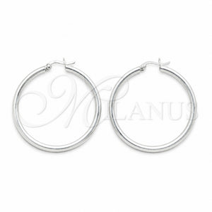 Sterling Silver Medium Hoop, Hollow Design, Polished, Silver Finish, 02.409.0048.40