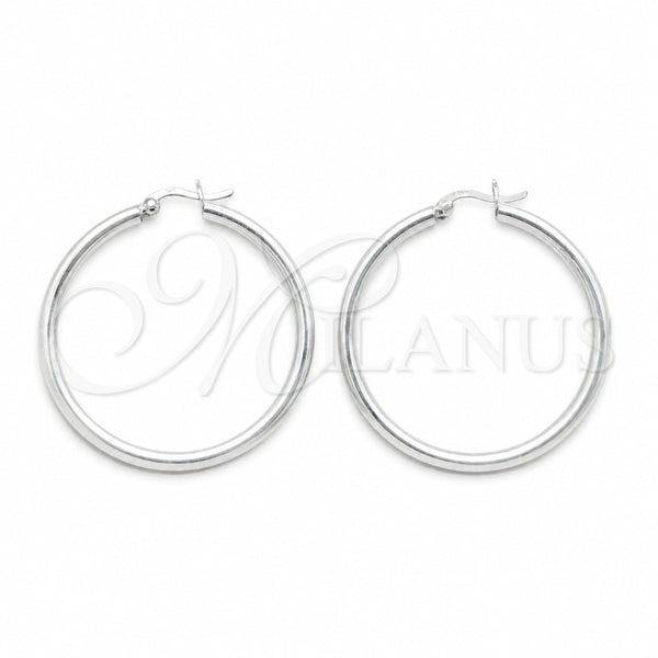 Sterling Silver Medium Hoop, Hollow Design, Polished, Silver Finish, 02.409.0048.40