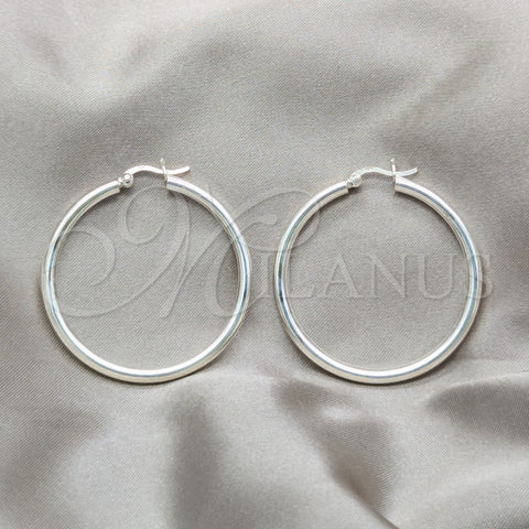 Sterling Silver Medium Hoop, Hollow Design, Polished, Silver Finish, 02.409.0048.40