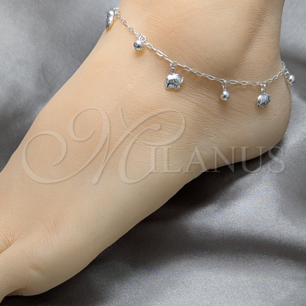 Sterling Silver Anklet — Charm Anklet Elephant and Ball Design Polished 03. — alternate product view — SKU 158221 | Plata 925 tobillera — Charm Anklet Elephant and Ball diseño pulido 03. — SKU 158221