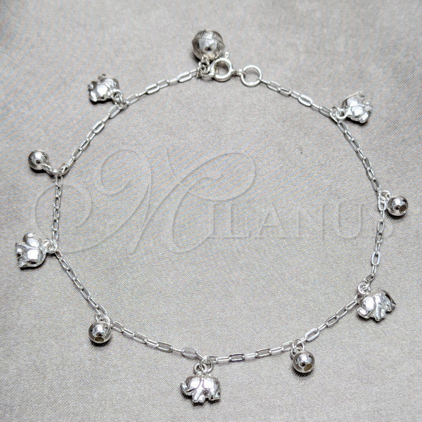 Sterling Silver Anklet — Charm Anklet Elephant and Ball Design Polished 03. — main product view — SKU 158221 | Plata 925 tobillera — Charm Anklet Elephant and Ball diseño pulido 03. — SKU 158221