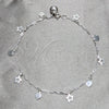 Sterling Silver Charm Anklet , Heart and Star Design, Polished, Silver Finish, 03.409.0146.10 (03 MM Thickness, 10 Inches Length)