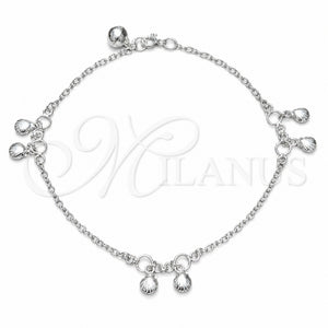 Sterling Silver Charm Anklet , Shell Design, Polished, Silver Finish, 03.409.0147.10 (03 MM Thickness, 10 Inches Length)
