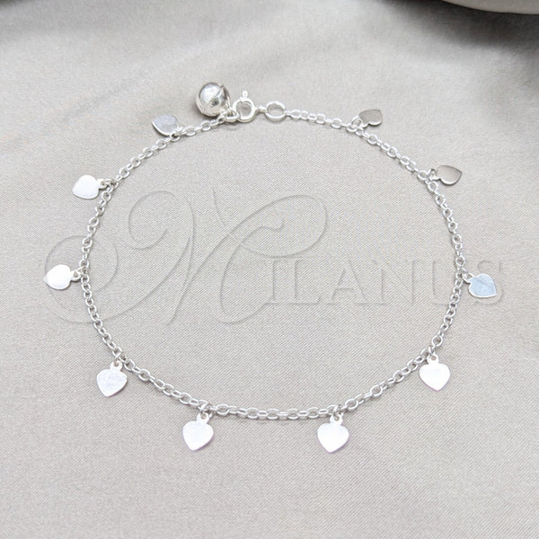 Sterling Silver Anklet — Charm Anklet Heart Design Polished 03. 03 MM — main product view — SKU 158224 | Plata 925 tobillera — Charm Anklet corazón diseño pulido 03. 03 MM — SKU 158224