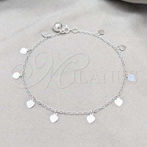Sterling Silver Anklet — Charm Anklet Heart Design Polished 03. 03 MM — main product view — SKU 158224 | Plata 925 tobillera — Charm Anklet corazón diseño pulido 03. 03 MM — SKU 158224