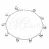 Sterling Silver Charm Anklet , Ball and Star Design, Polished, Silver Finish, 03.409.0149.10 (03 MM Thickness, 10 Inches Length)