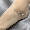 Sterling Silver Charm Anklet , Heart and Ball Design, Polished, Silver Finish, 03.409.0150.10 (03 MM Thickness, 10 Inches Length)