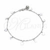 Sterling Silver Charm Anklet , Moon and Star Design, Polished, Silver Finish, 03.409.0151.10 (03 MM Thickness, 10 Inches Length)