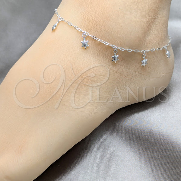 Sterling Silver Anklet — Charm Anklet Turtle Design Polished 03. 03 MM — alternate product view — SKU 158228 | Plata 925 tobillera — Charm Anklet Turtle diseño pulido 03. 03 MM — SKU 158228