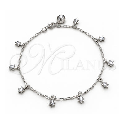 Sterling Silver Charm Anklet , Turtle Design, Polished, Silver Finish, 03.409.0152.10 (03 MM Thickness, 10 Inches Length)