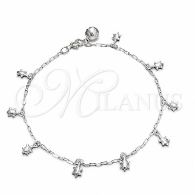 Sterling Silver Charm Anklet, Turtle Design, Polished, Silver Finish, 03.409.0152.10 (03 MM Thickness, 10 for wholesale, main product view