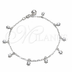 Sterling Silver Charm Anklet , Turtle Design, Polished, Silver Finish, 03.409.0152.10 (03 MM Thickness, 10 Inches Length)