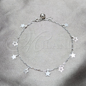 Sterling Silver Anklet — Charm Anklet Star Design Polished 03. 03 MM — main product view — SKU 158229 | Plata 925 tobillera — Charm Anklet estrella diseño pulido 03. 03 MM — SKU 158229