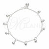 Sterling Silver Charm Anklet , Star and Ball Design, Polished, Silver Finish, 03.409.0154.10 (03 MM Thickness, 10 Inches Length)