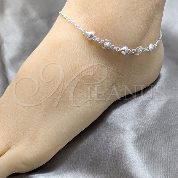 Sterling Silver Anklet — Charm Anklet Heart and Sun Design Polished 03. — alternate product view — SKU 158231 | Plata 925 tobillera — Charm Anklet corazón and Sun diseño pulido 03. — SKU 158231