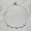 Sterling Silver Charm Anklet , Heart and Sun Design, Polished, Silver Finish, 03.409.0155.10 (03 MM Thickness, 10 Inches Length)
