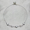 Sterling Silver Charm Anklet , Heart and Sun Design, Polished, Silver Finish, 03.409.0155.10 (03 MM Thickness, 10 Inches Length)