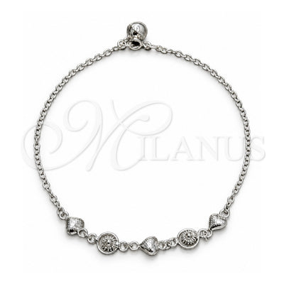 Sterling Silver Charm Anklet , Heart and Sun Design, Polished, Silver Finish, 03.409.0155.10 (03 MM Thickness, 10 Inches Length)