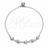 Sterling Silver Charm Anklet , Heart and Sun Design, Polished, Silver Finish, 03.409.0155.10 (03 MM Thickness, 10 Inches Length)