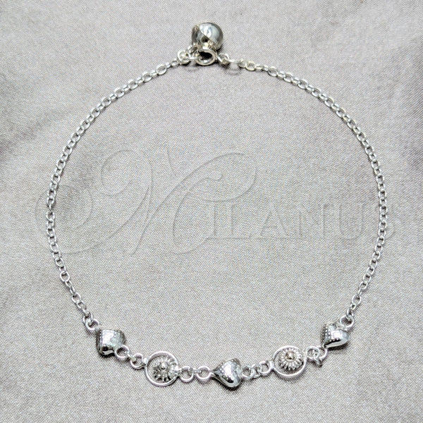 Sterling Silver Anklet — Charm Anklet Heart and Sun Design Polished 03. — main product view — SKU 158231 | Plata 925 tobillera — Charm Anklet corazón and Sun diseño pulido 03. — SKU 158231