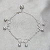 Sterling Silver Charm Bracelet, Heart and Ball Design, Polished, Silver Finish, 03.409.0156.07 (03 MM Thickness, 7 Inches Length)