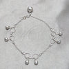 Sterling Silver Charm Bracelet, Heart and Ball Design, Polished, Silver Finish, 03.409.0156.07 (03 MM Thickness, 7 Inches Length)