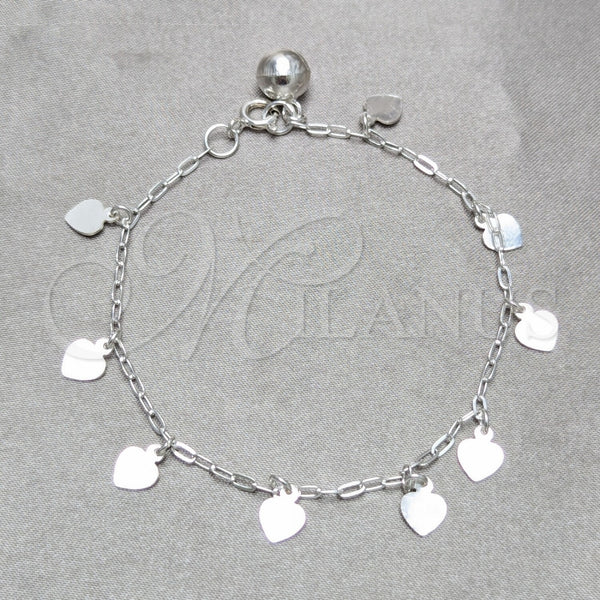 Sterling Silver Bracelet — Charm Bracelet Heart Design Polished 03. 03 MM — main product view — SKU 158233 | Plata 925 brazalete — Charm Bracelet corazón diseño pulido 03. 03 MM — SKU 158233