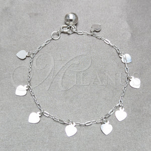 Sterling Silver Bracelet — Charm Bracelet Heart Design Polished 03. 03 MM — main product view — SKU 158233 | Plata 925 brazalete — Charm Bracelet corazón diseño pulido 03. 03 MM — SKU 158233