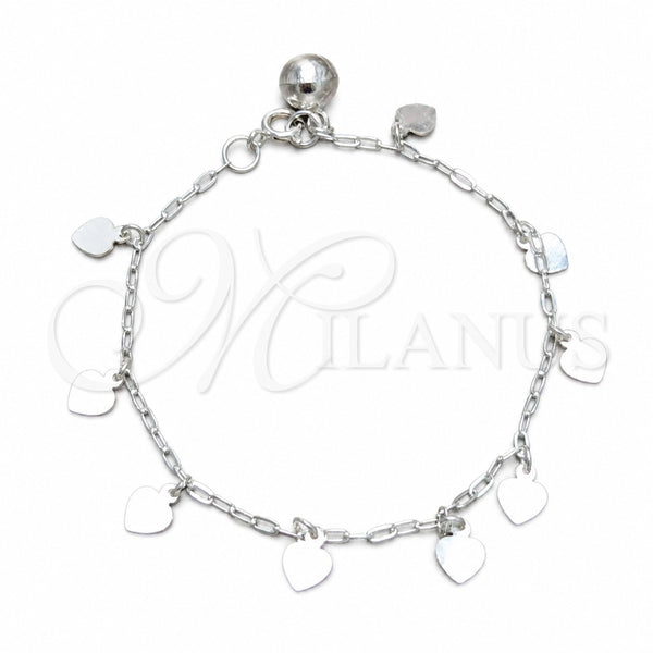 Sterling Silver Bracelet — Charm Bracelet Heart Design Polished 03. 03 MM — main product view — SKU 158233 | Plata 925 brazalete — Charm Bracelet corazón diseño pulido 03. 03 MM — SKU 158233
