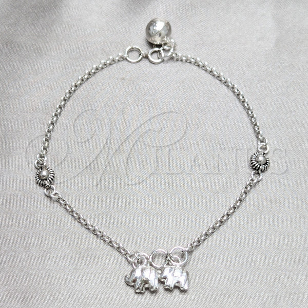 Sterling Silver Bracelet — Charm Bracelet Elephant and Sun Design Polished 03. — main product view — SKU 158235 | Plata 925 brazalete — Charm Bracelet Elephant and Sun diseño pulido 03. — SKU 158235