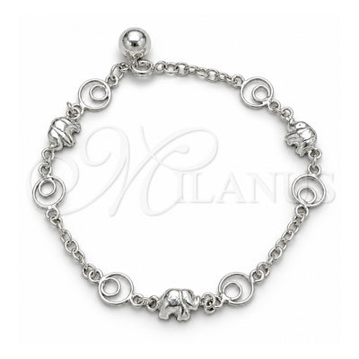 Sterling Silver Charm Bracelet, Elephant Design, Polished, Silver Finish, 03.409.0160.07 (03 MM Thickness, 7 Inches Length)
