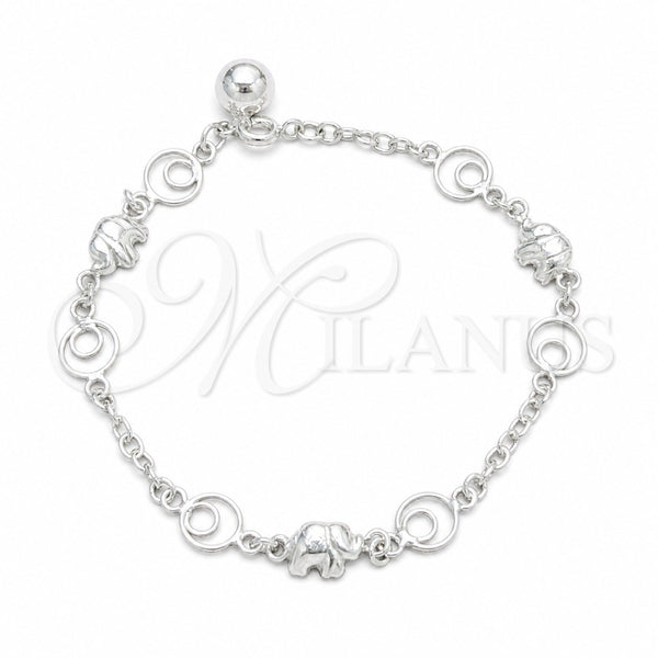 Sterling Silver Charm Bracelet, Elephant Design, Polished, Silver Finish, 03.409.0160.07 (03 MM Thickness, 7 Inches Length)