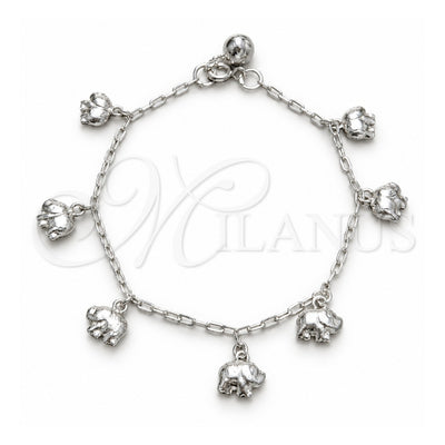 Sterling Silver Charm Bracelet, Elephant Design, Polished, Silver Finish, 03.409.0161.07 (03 MM Thickness, 7 Inches Length)