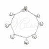 Sterling Silver Charm Bracelet, Elephant Design, Polished, Silver Finish, 03.409.0161.07 (03 MM Thickness, 7 Inches Length)