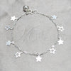 Sterling Silver Charm Bracelet, Star Design, Polished, Silver Finish, 03.409.0163.07 (03 MM Thickness, 7 Inches Length)