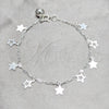 Sterling Silver Charm Bracelet, Star Design, Polished, Silver Finish, 03.409.0163.07 (03 MM Thickness, 7 Inches Length)