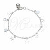 Sterling Silver Charm Bracelet, Star Design, Polished, Silver Finish, 03.409.0163.07 (03 MM Thickness, 7 Inches Length)