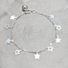 Sterling Silver Charm Bracelet, Star Design, Polished, Silver Finish, 03.409.0163.07 (03 MM Thickness, 7 Inches Length)