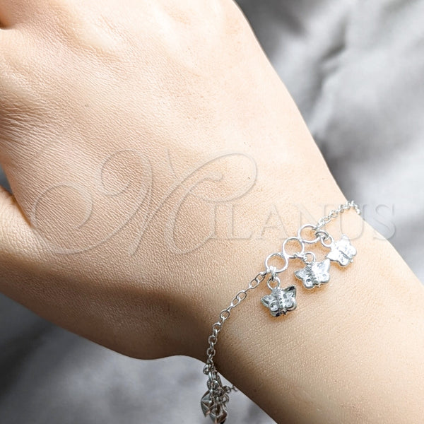 Sterling Silver Bracelet — Charm Bracelet Butterfly and Star Design Polished 03. — alternate product view — SKU 158240 | Plata 925 brazalete — Charm Bracelet mariposa and estrella diseño pulido 03. — SKU 158240
