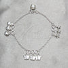 Sterling Silver Charm Bracelet, Butterfly and Star Design, Polished, Silver Finish, 03.409.0164.07 (03 MM Thickness, 7 Inches Length)