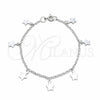 Sterling Silver Charm Bracelet, Star Design, Polished, Silver Finish, 03.409.0165.07 (03 MM Thickness, 7 Inches Length)