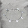 Sterling Silver Charm Bracelet, Heart Design, Polished, Silver Finish, 03.409.0166.07 (03 MM Thickness, 7 Inches Length)