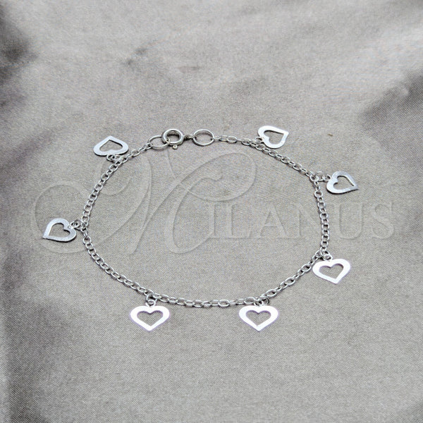 Sterling Silver Bracelet — Charm Bracelet Heart Design Polished 03. 03 MM — main product view — SKU 158242 | Plata 925 brazalete — Charm Bracelet corazón diseño pulido 03. 03 MM — SKU 158242