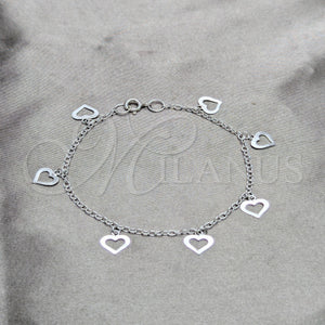 Sterling Silver Bracelet — Charm Bracelet Heart Design Polished 03. 03 MM — main product view — SKU 158242 | Plata 925 brazalete — Charm Bracelet corazón diseño pulido 03. 03 MM — SKU 158242