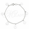 Sterling Silver Charm Bracelet, Flower Design, Polished, Silver Finish, 03.409.0167.07 (03 MM Thickness, 7 Inches Length)