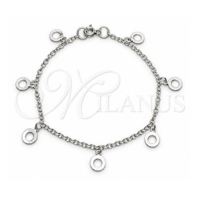 Sterling Silver Charm Bracelet, Polished, Silver Finish, 03.409.0168.07 (03 MM Thickness, 7 Inches Length)