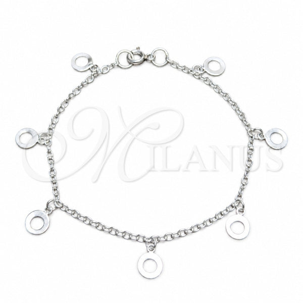 Sterling Silver Charm Bracelet, Polished, Silver Finish, 03.409.0168.07 (03 MM Thickness, 7 Inches Length)