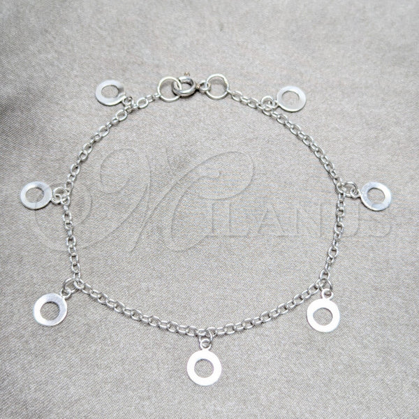 Sterling Silver Charm Bracelet, Polished, Silver Finish, 03.409.0168.07 (03 MM Thickness, 7 Inches Length)