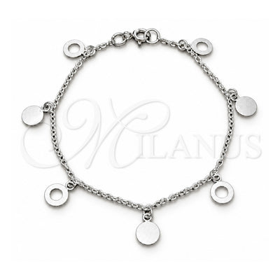 Sterling Silver Charm Bracelet, Polished, Silver Finish, 03.409.0170.07 (03 MM Thickness, 7 Inches Length)