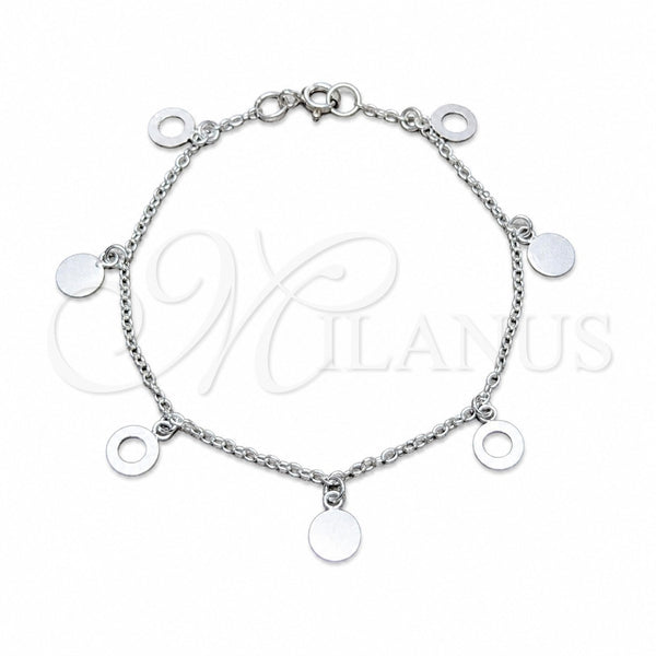Sterling Silver Charm Bracelet, Polished, Silver Finish, 03.409.0170.07 (03 MM Thickness, 7 Inches Length)